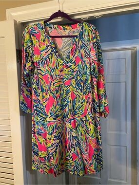 Lilly Pulitzer Rossmore Dress Multi Palm Reader pattern. EUC